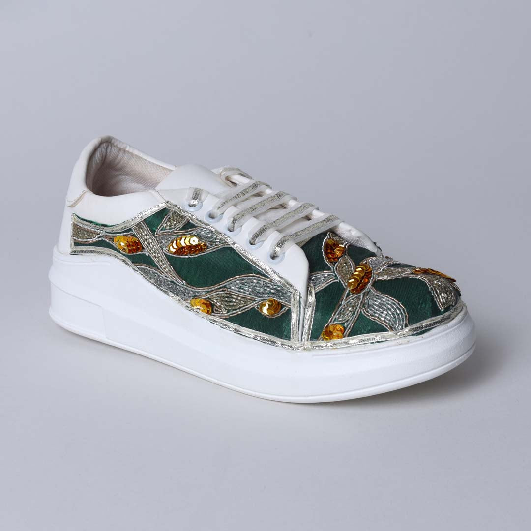 Green Metalic Mesh Sneakers
