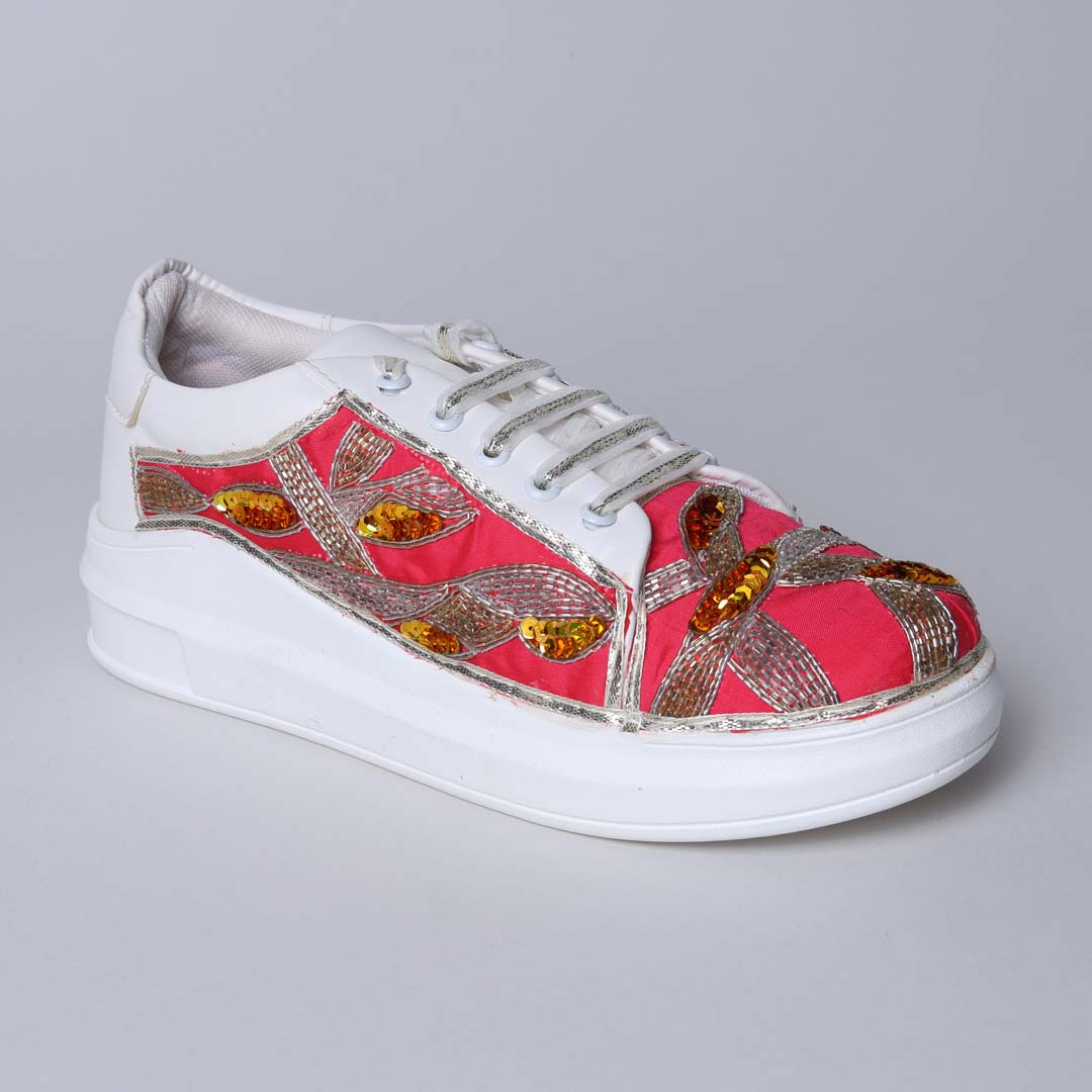 Pink Metalic Mesh Sneakers