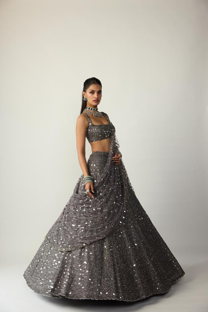 Metallic Grey Lehenga Set