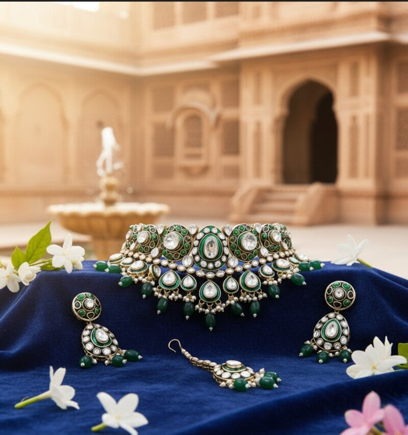 The Pave' Emerald Bridal Set