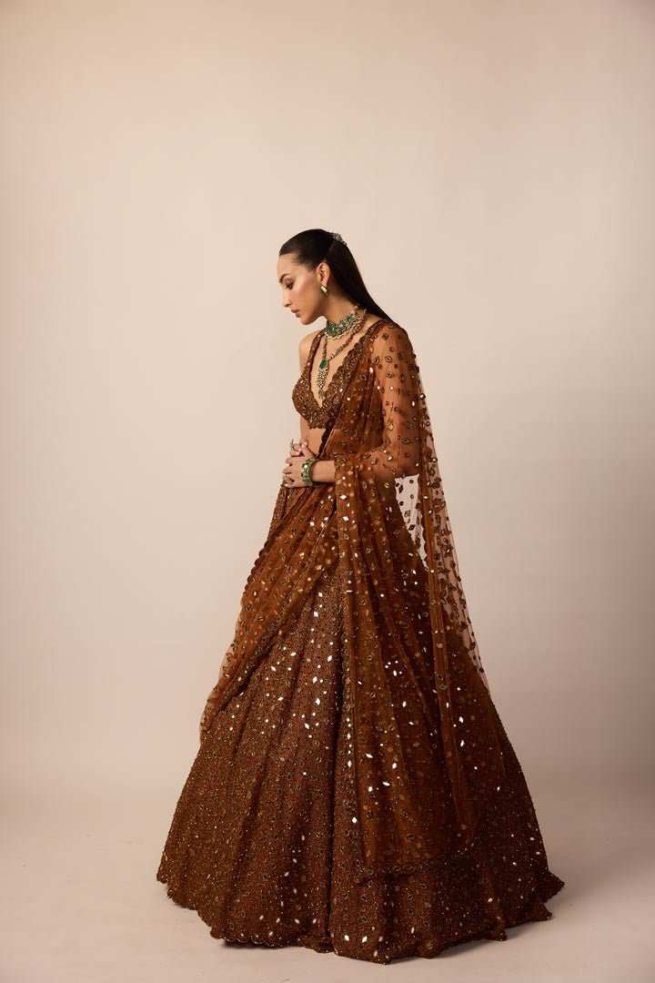 Metallic Copper Lehenga Set
