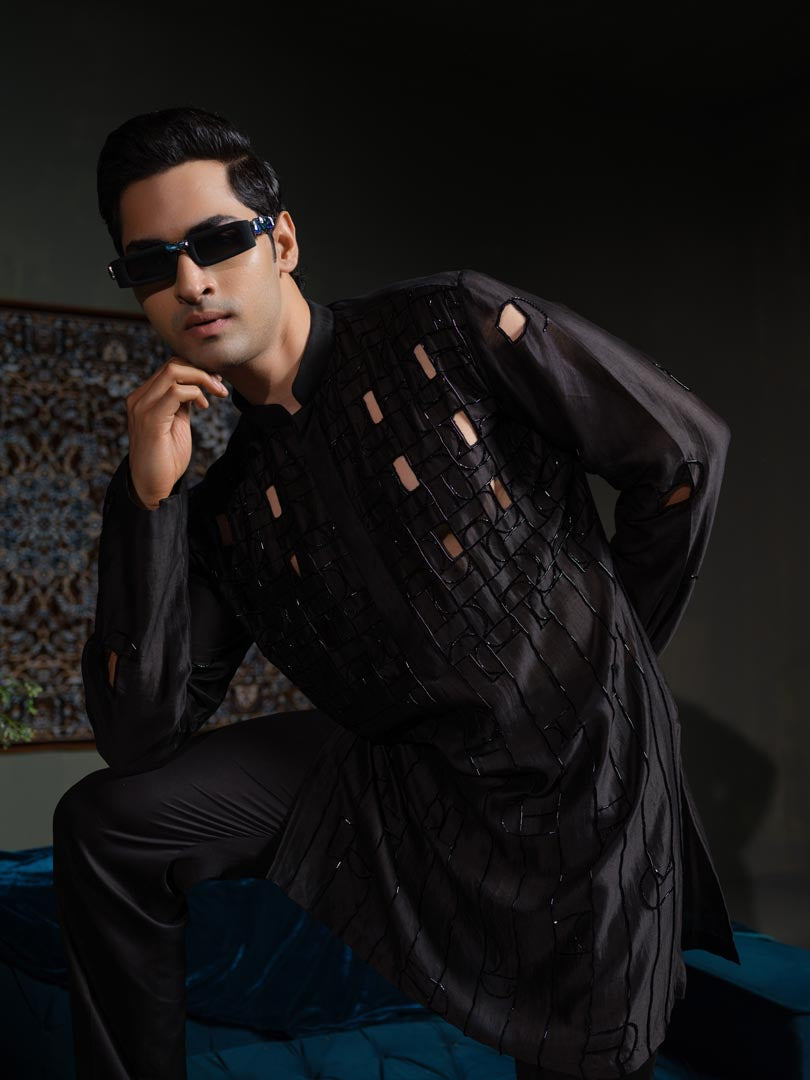Black Bold Kurta Set