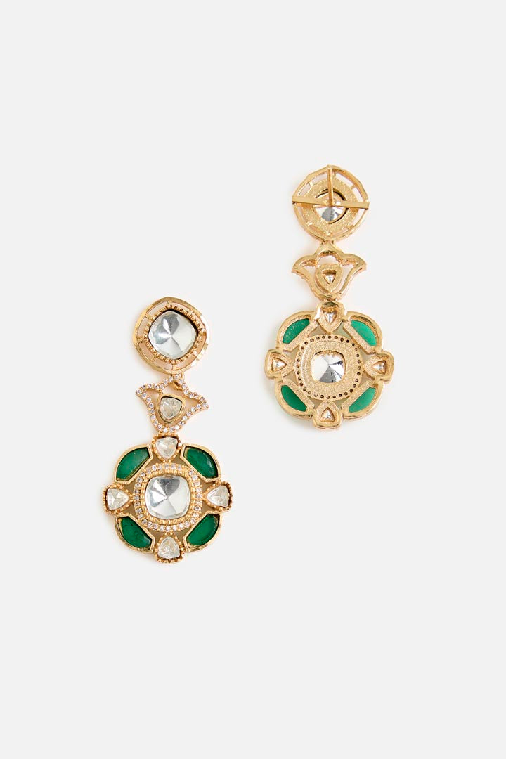 Gold & Emerald Kundan Necklace Set