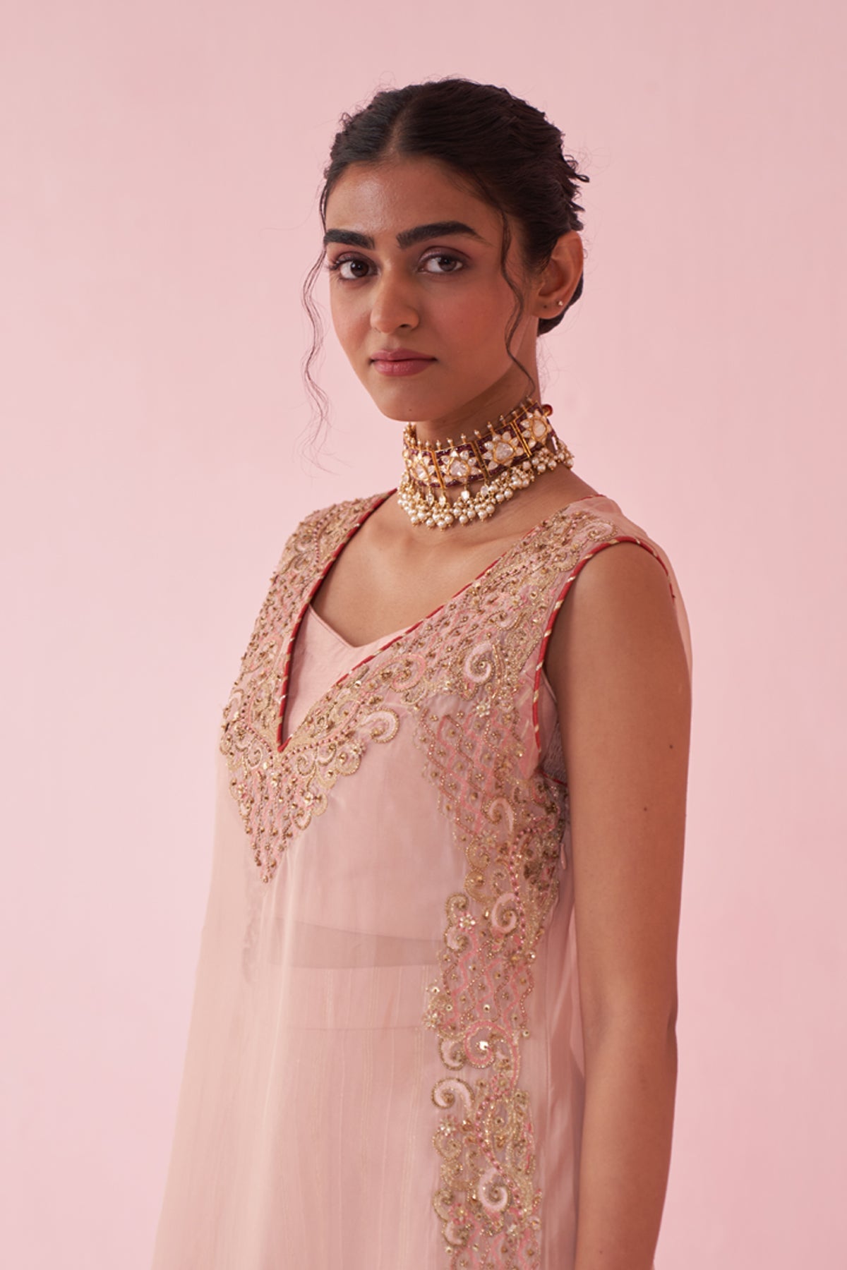 GEETIKA BLUSH PINK SHARARA SET