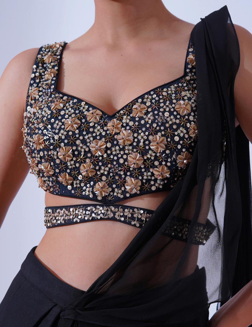 Black-Gold Saree