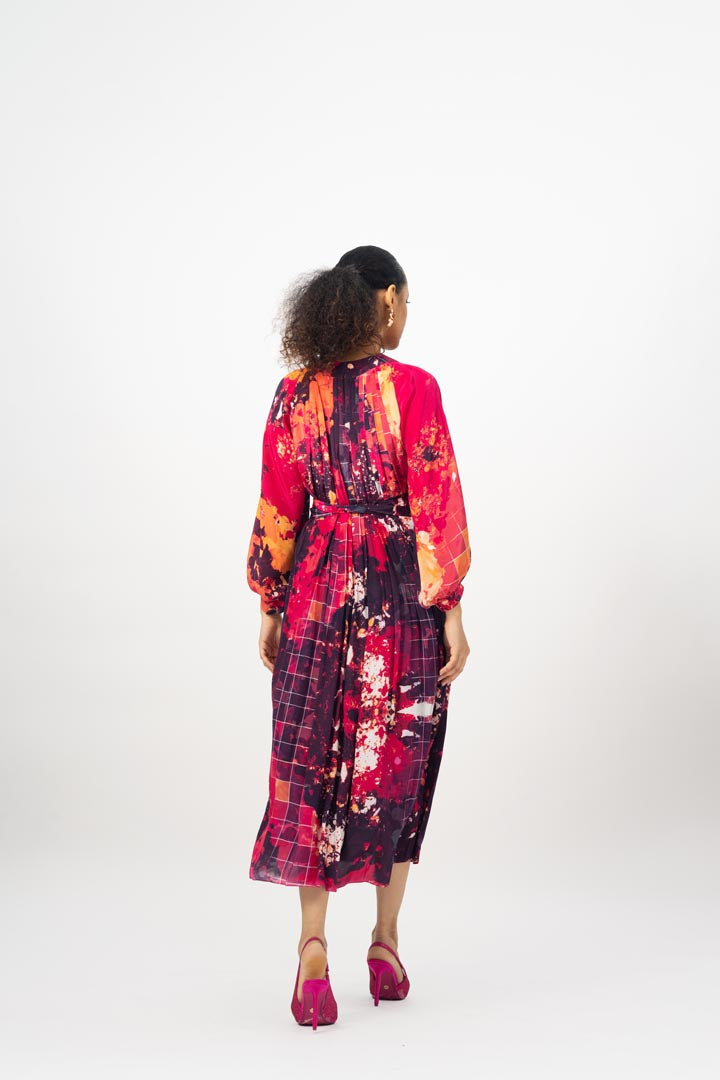 Pleated dress halter neck