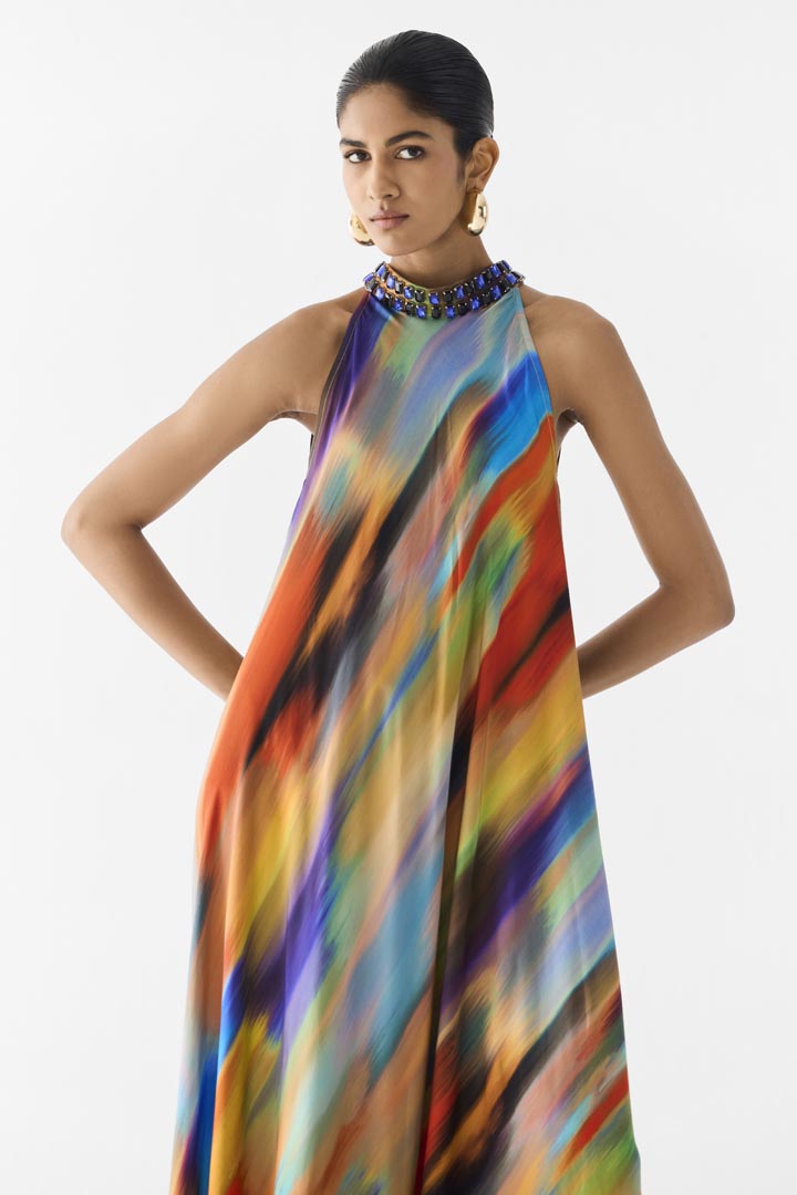 NIGHT QUEEN HALTER DRESS