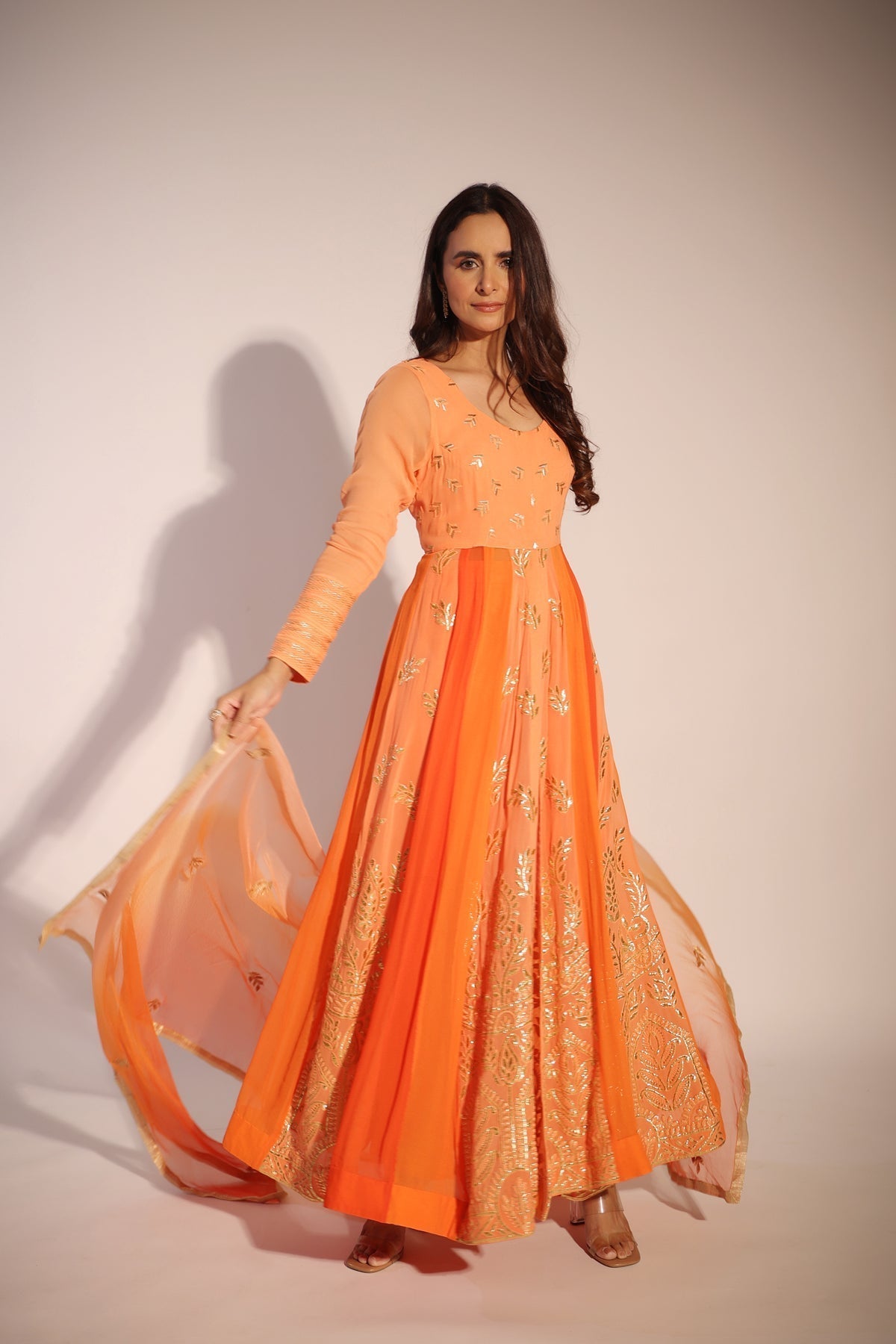 Image of Haseena or-peach anarkali set