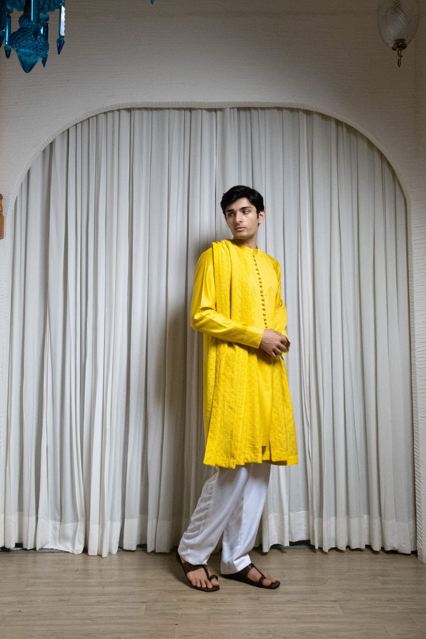 Sunflower yellow Kurta Stole set