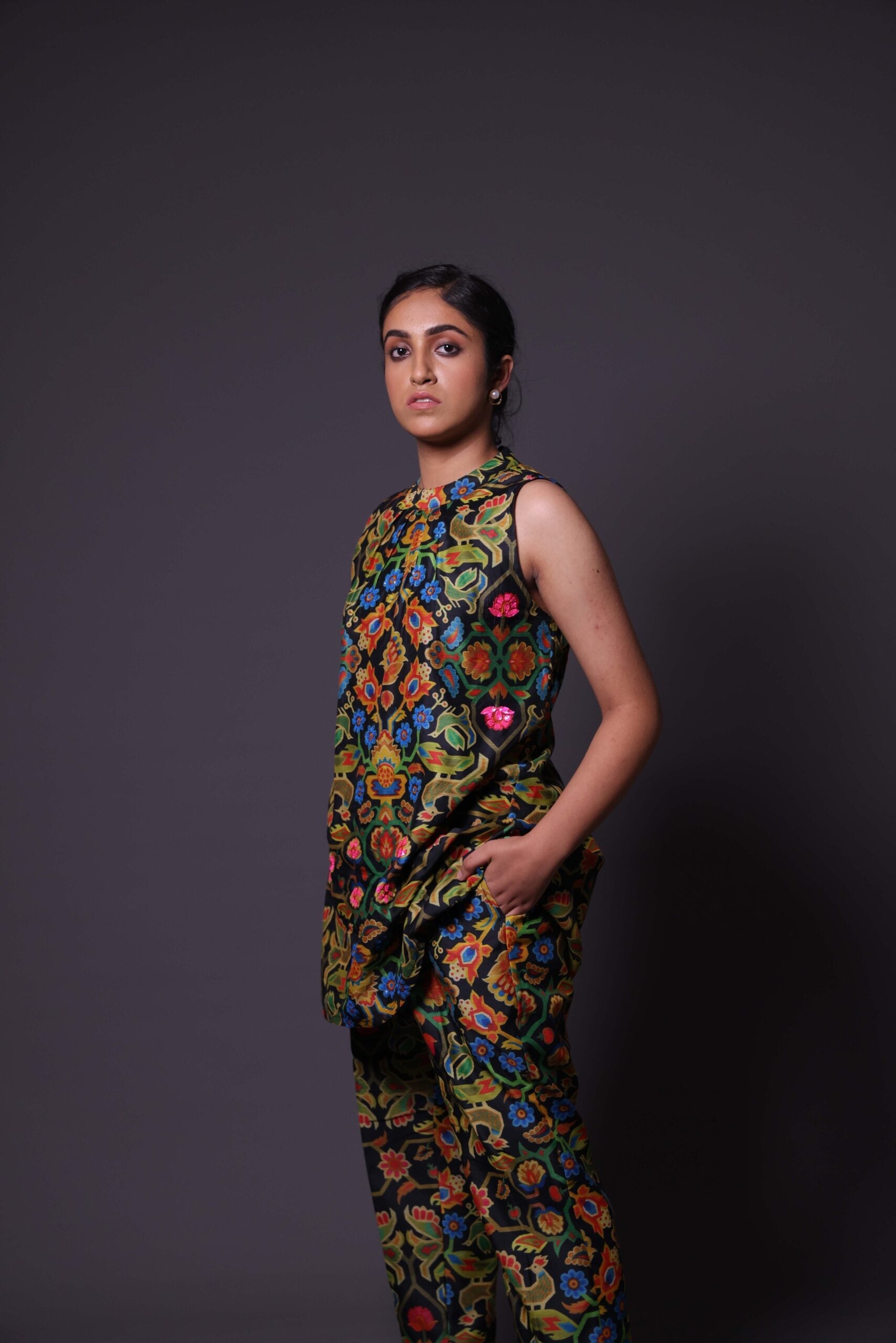 Printed Coord Set with Hand Embroidery