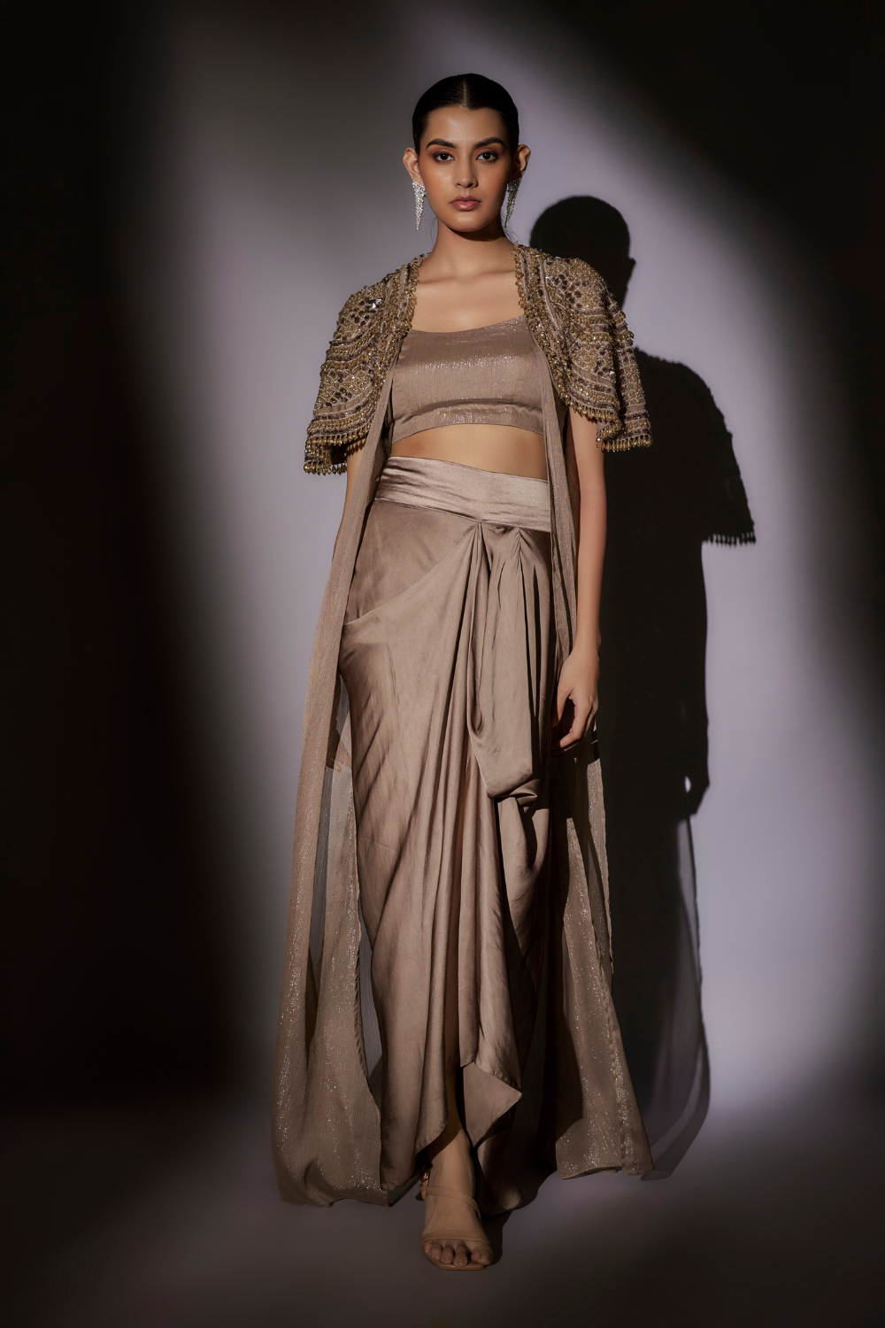 Noah Hand-Embroidered Organza Cape Set - Luxury Occasion Wear Skin