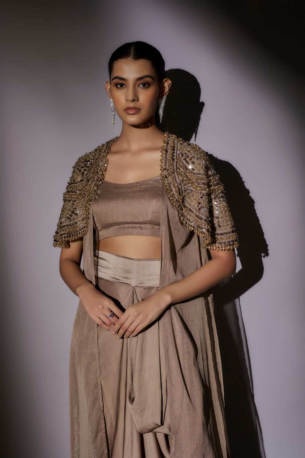 Noah Hand-Embroidered Organza Cape Set - Luxury Occasion Wear Skin