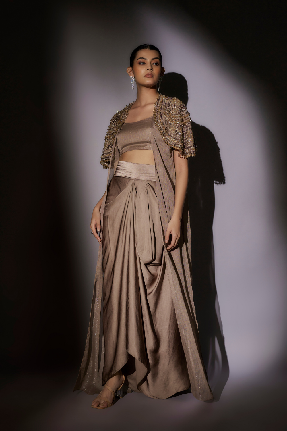 Noah Hand-Embroidered Organza Cape Set - Luxury Occasion Wear Skin