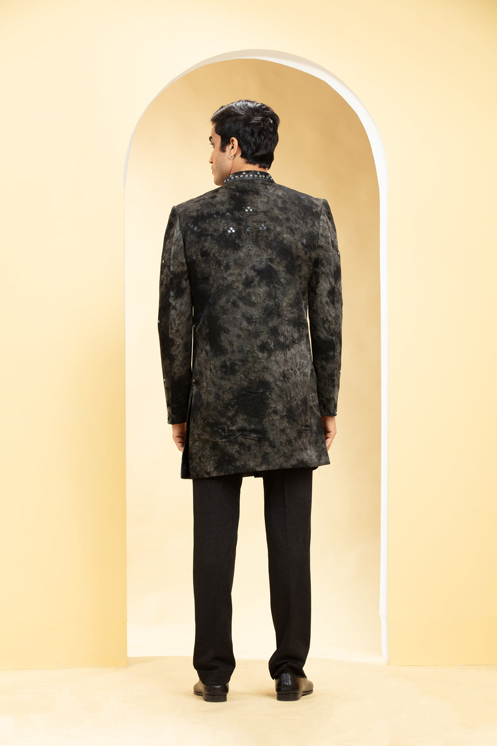 Velvet Indo Western Kurta Set With Mirror Work