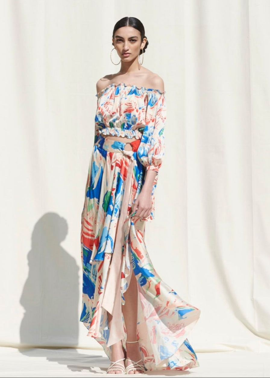 Drape Skirt With Off Shoulder Top