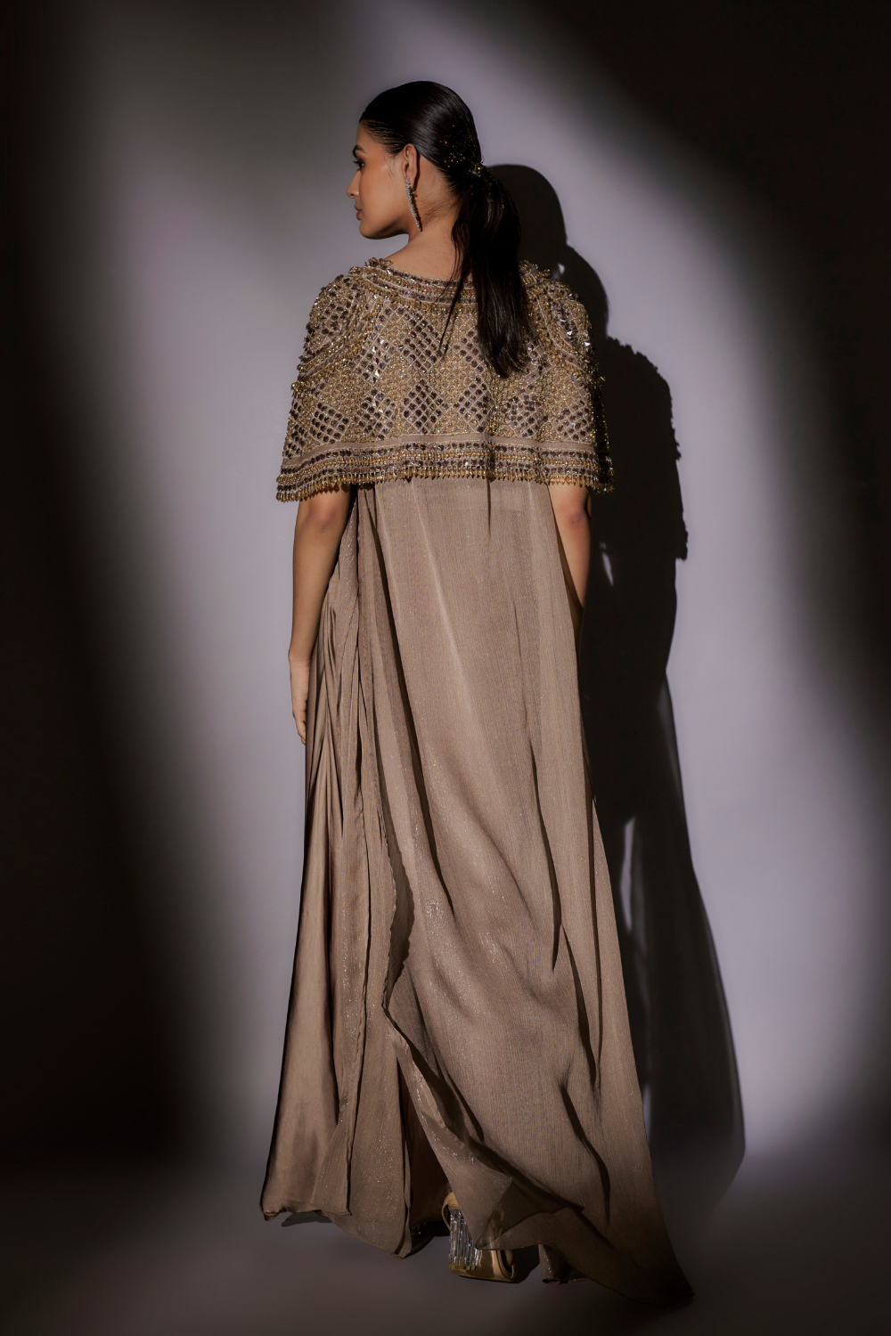 Noah Hand-Embroidered Organza Cape Set - Luxury Occasion Wear Skin