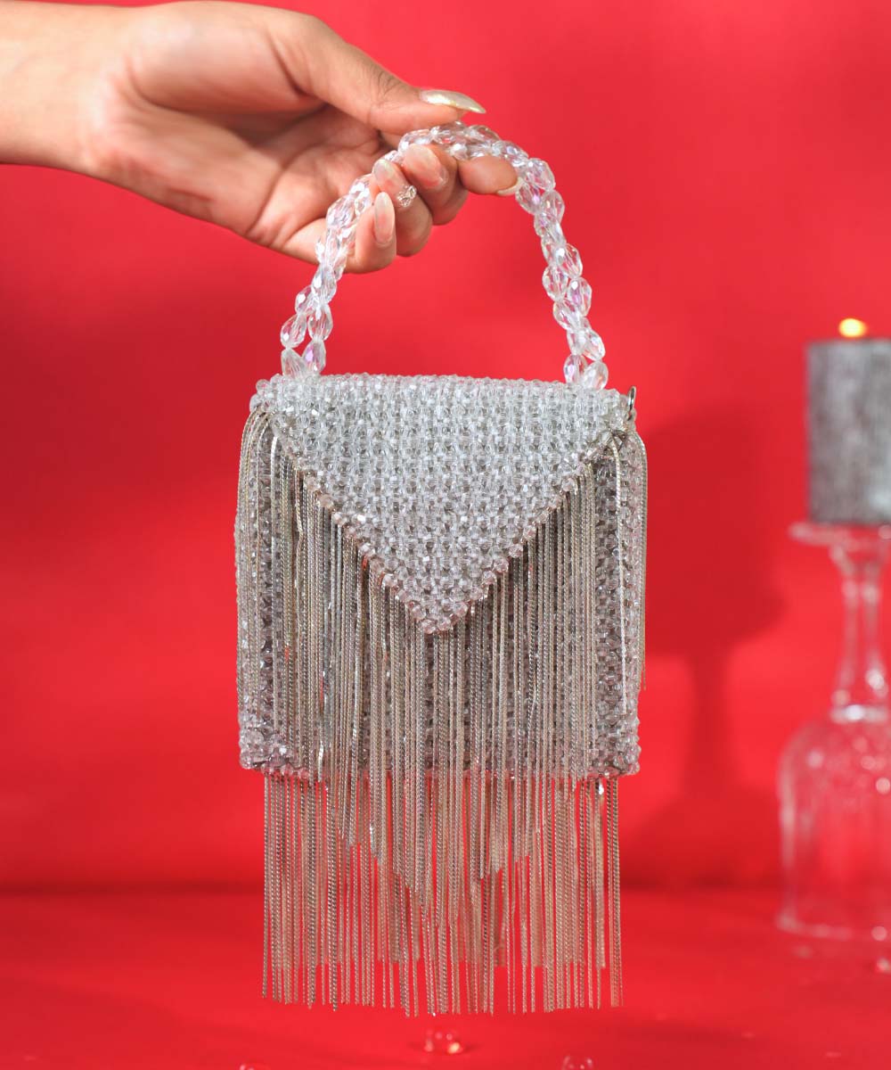 Natali Silver Embellished Mini Bag