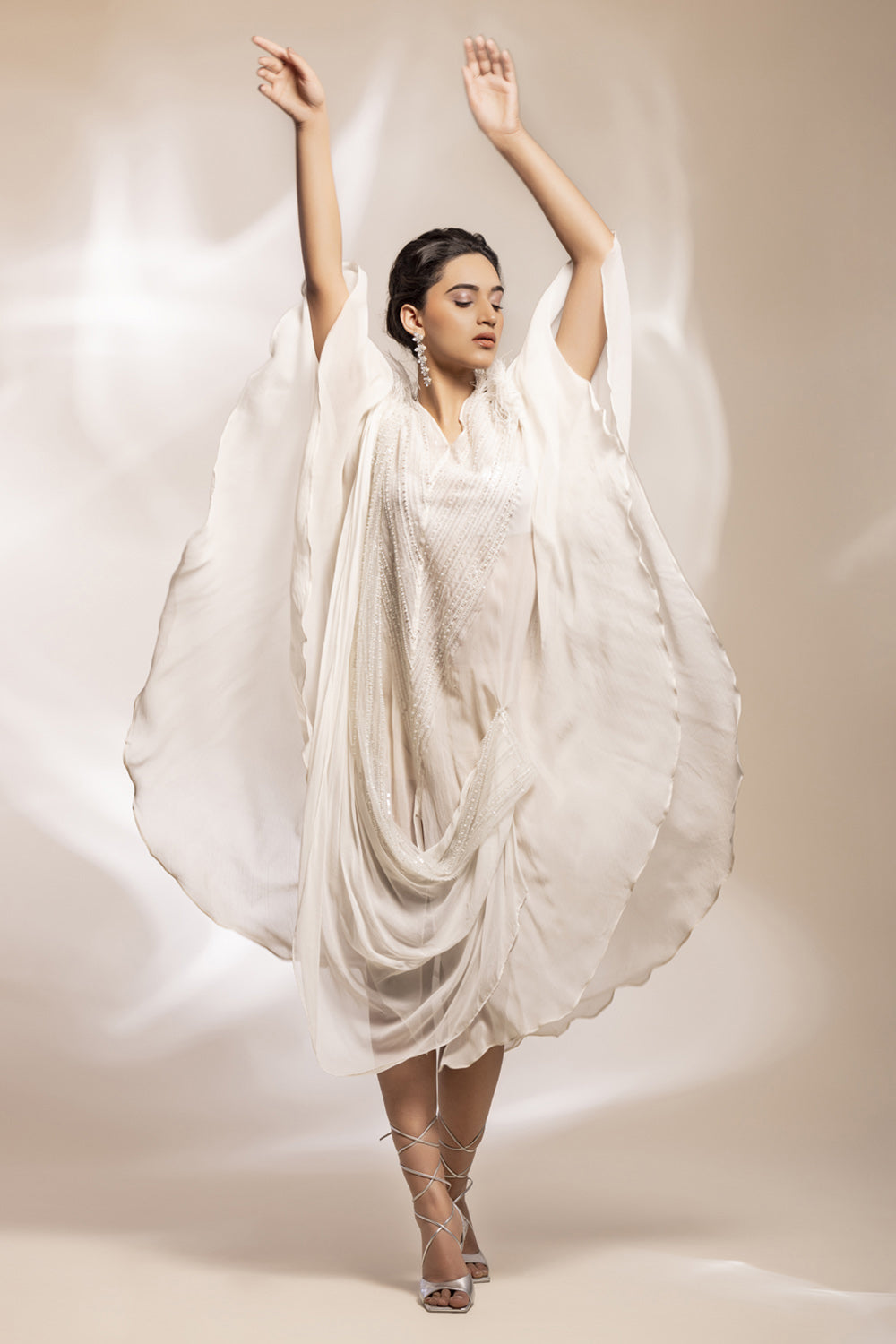 Ethereal Feather Touch Kaftan - Auraya Fashion 