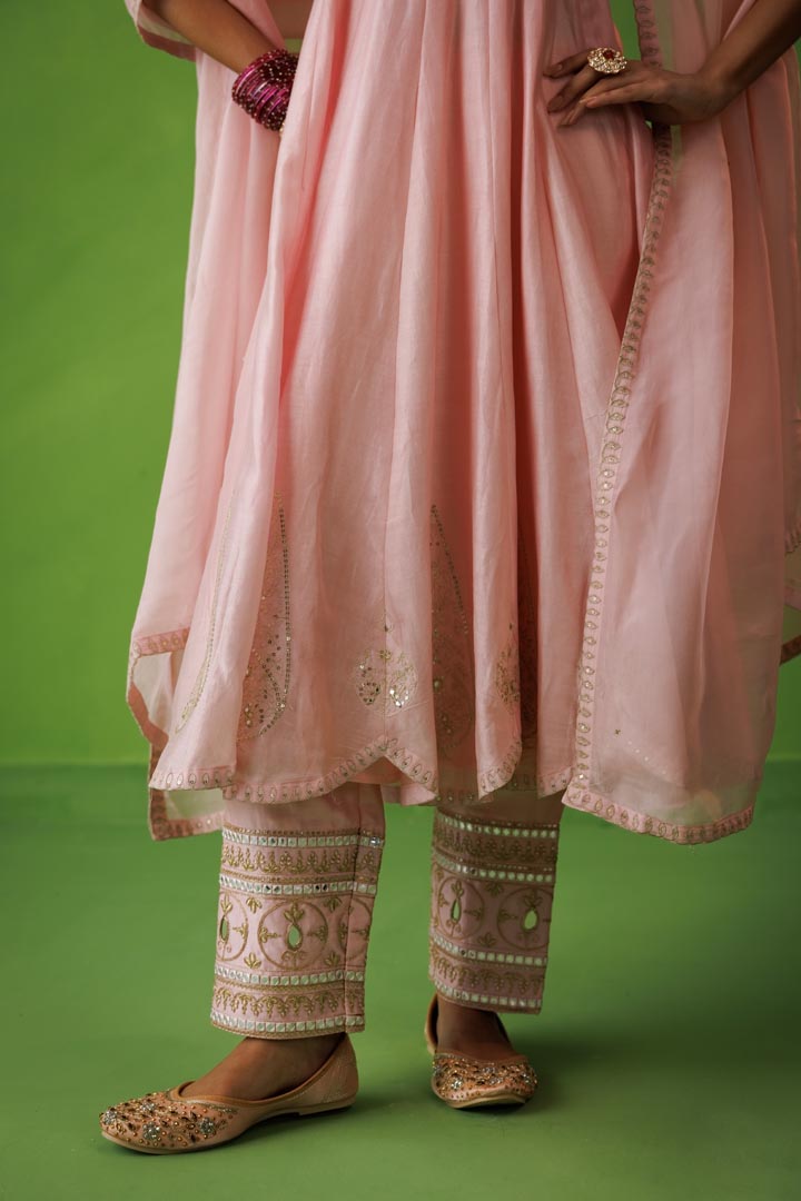 Baby pink anarkali set