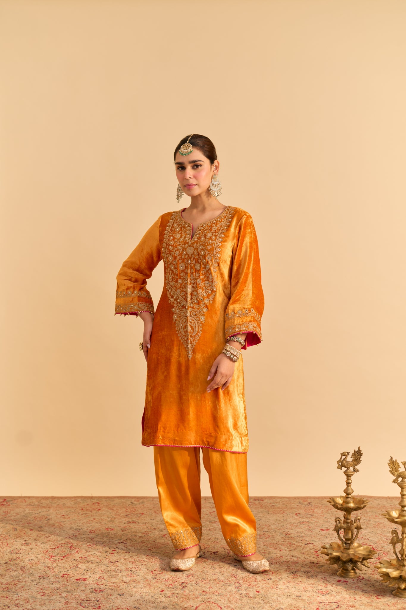 Fareeha - Orange Kurta with Salwar and Dupatta