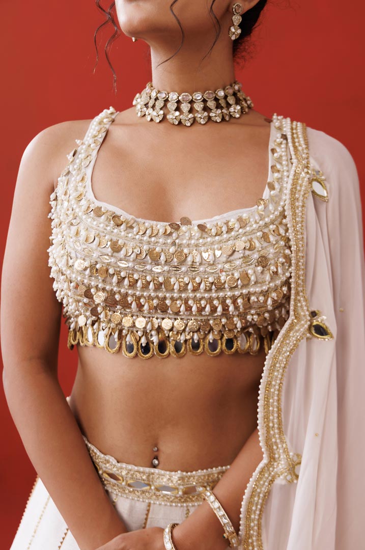 Ivory slit saree