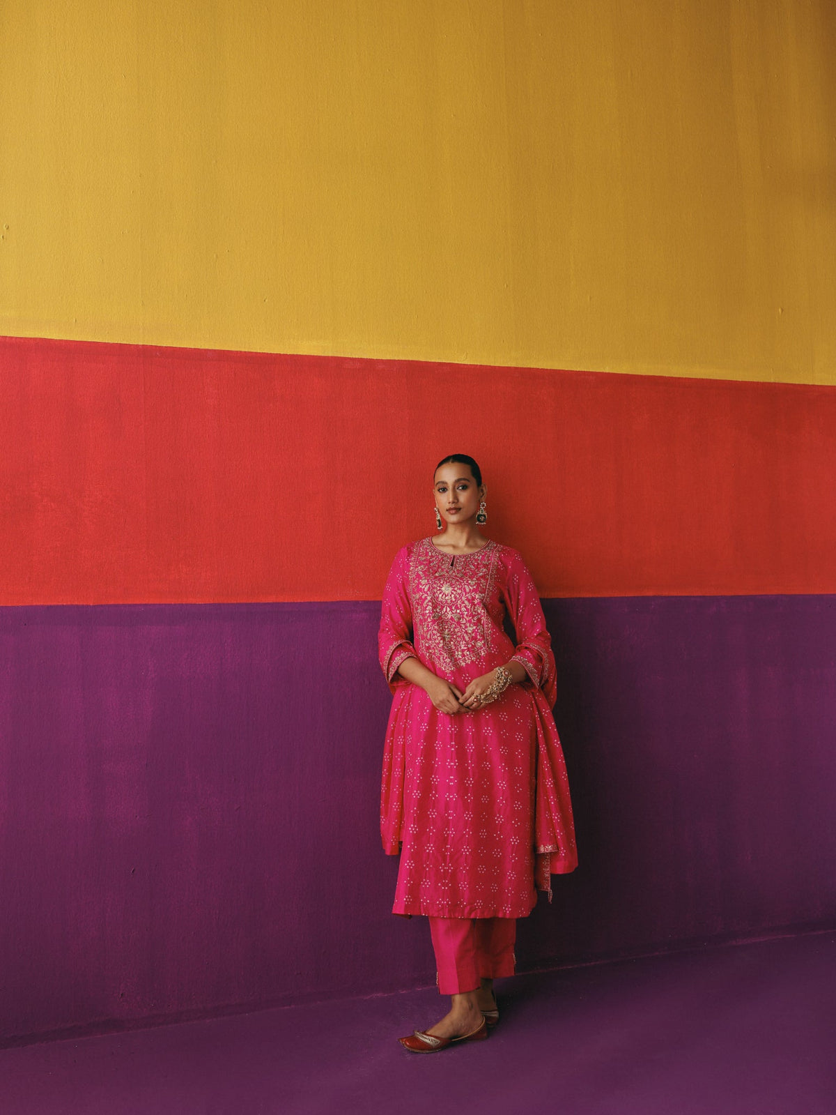 Flower bandhni kurta set