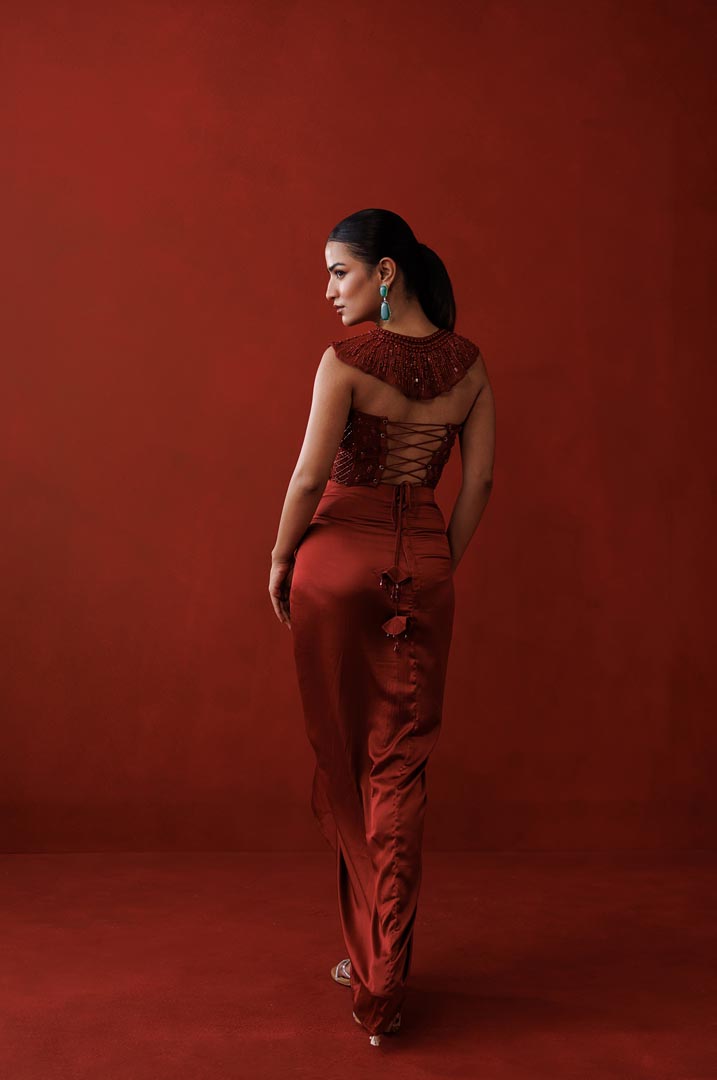 Maroon corset set