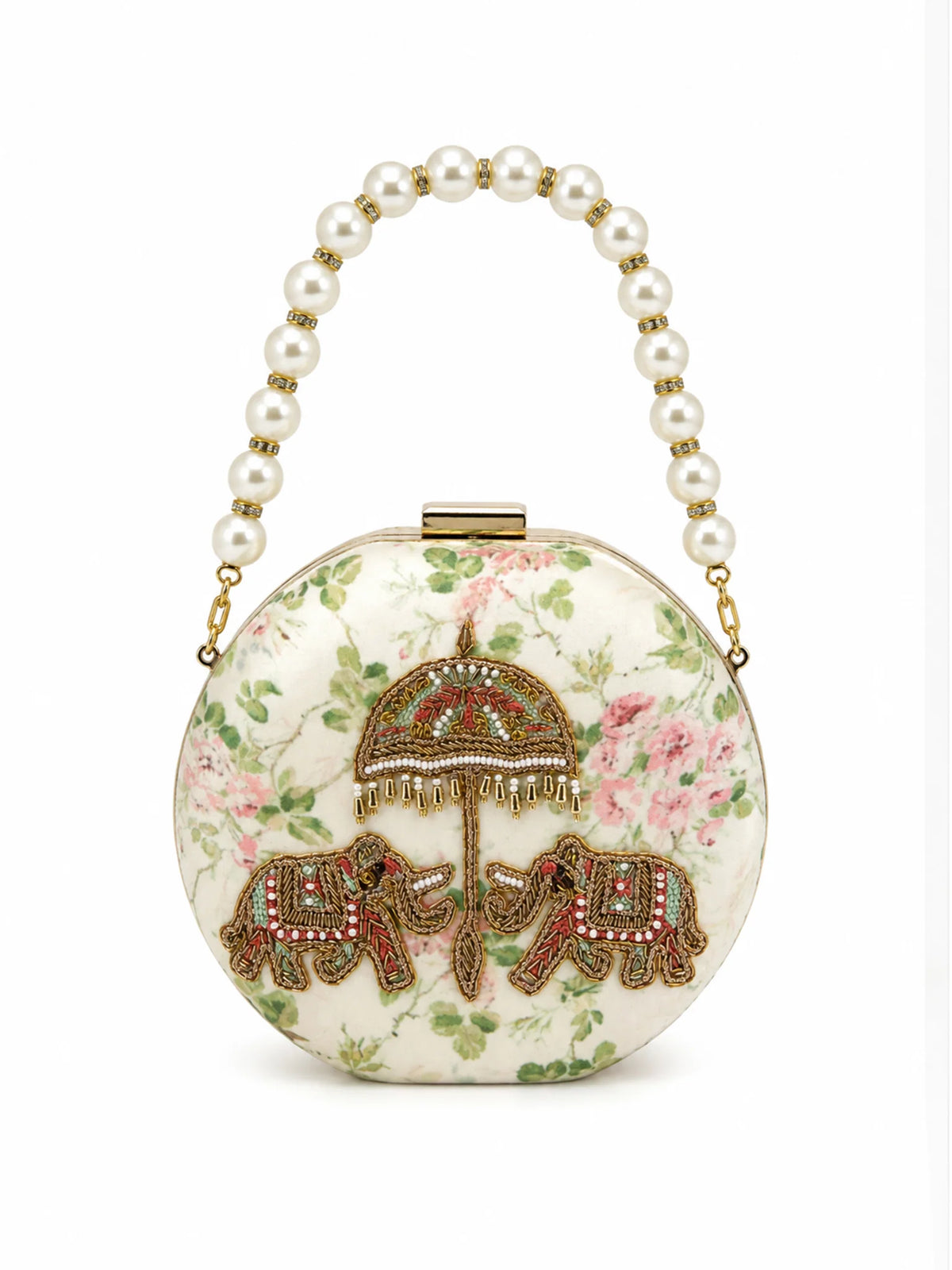 Jaipur Elephant Hand-Embroidered Round Clutch