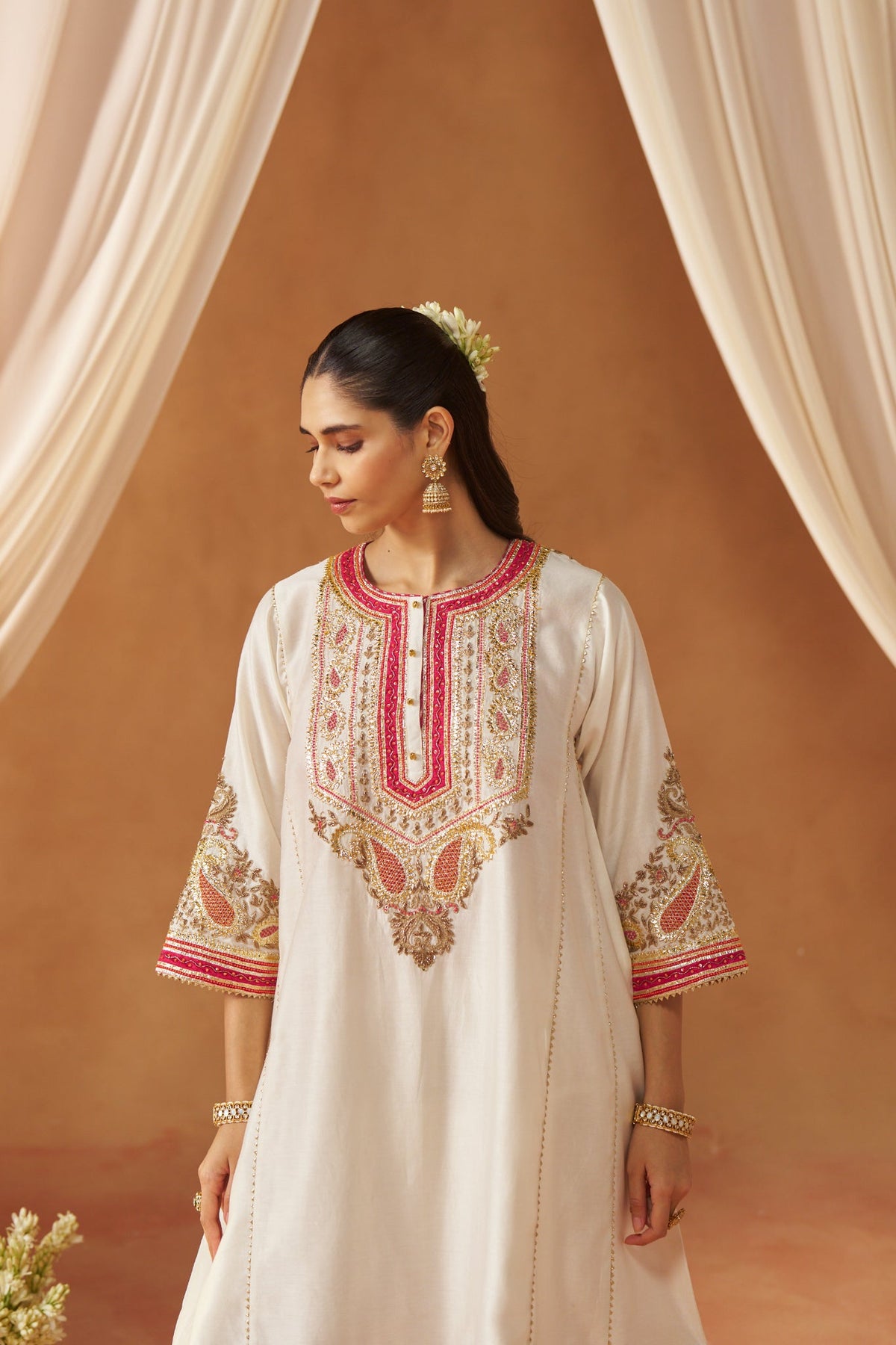 Zimal daisy ivory chauga with salwar and dupatta