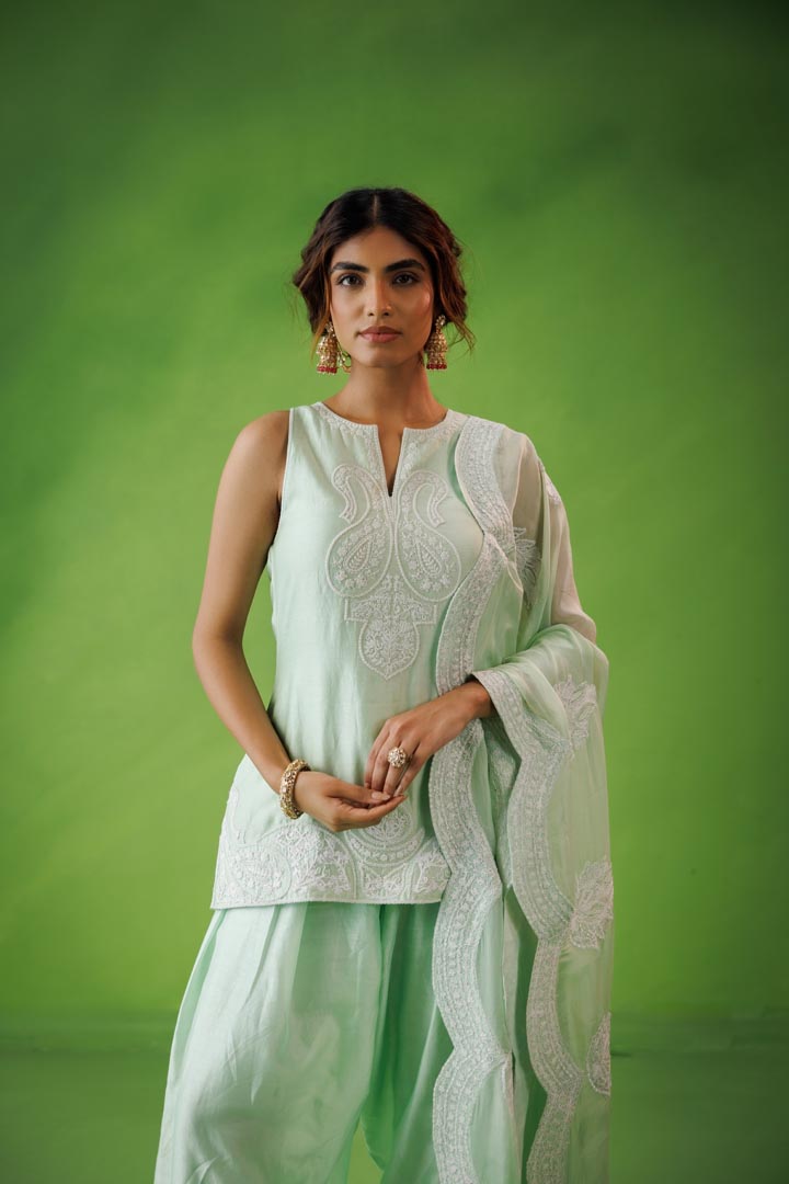 Mint green farshi salwar set