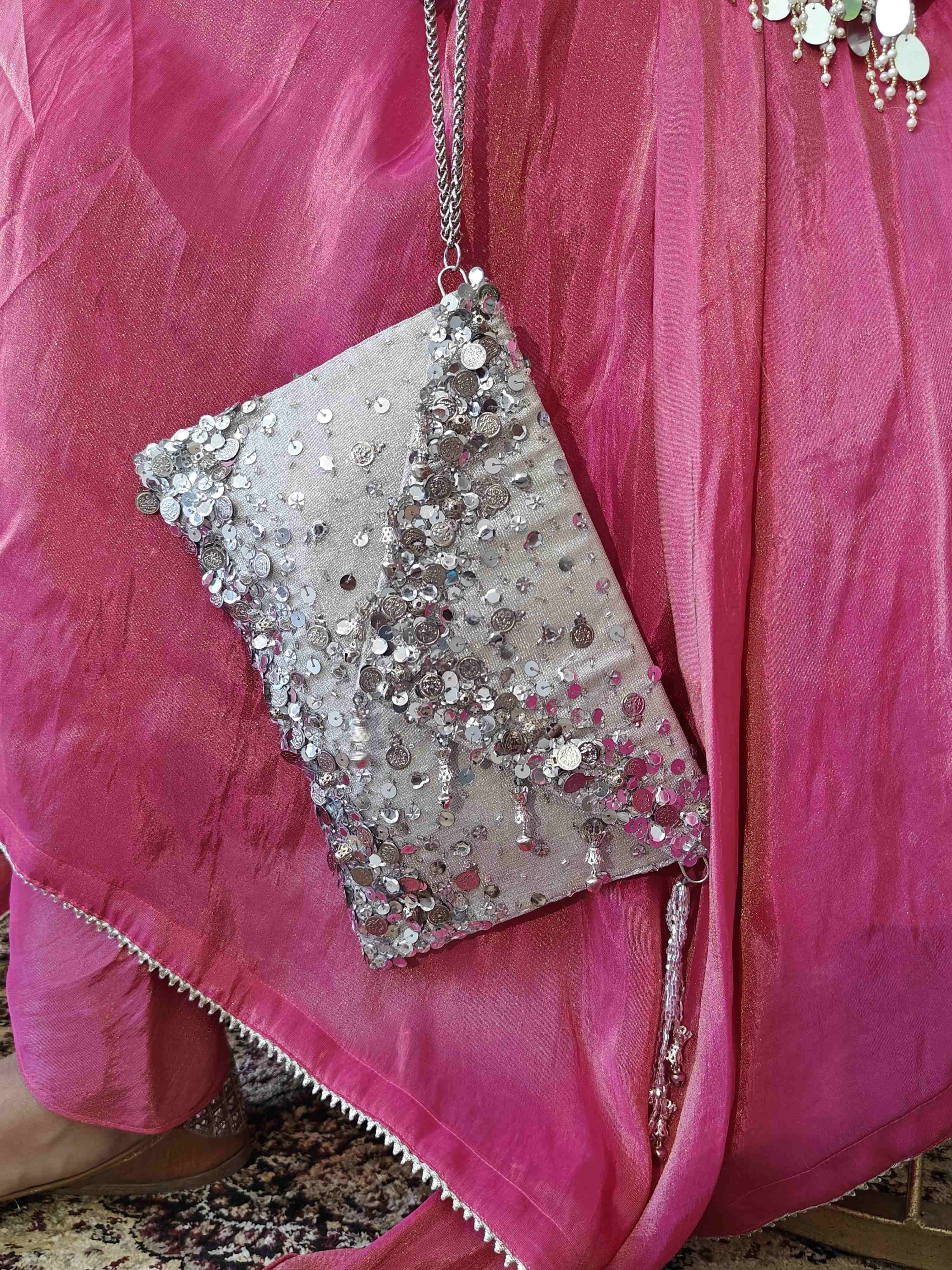 Silver Lifafa Envelope clutch