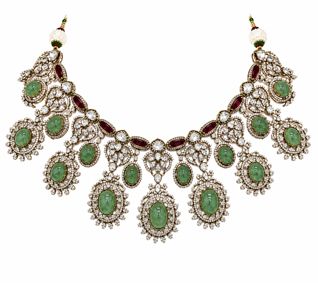 Sage Green Semi-Precious Stone Zircon Necklace Set