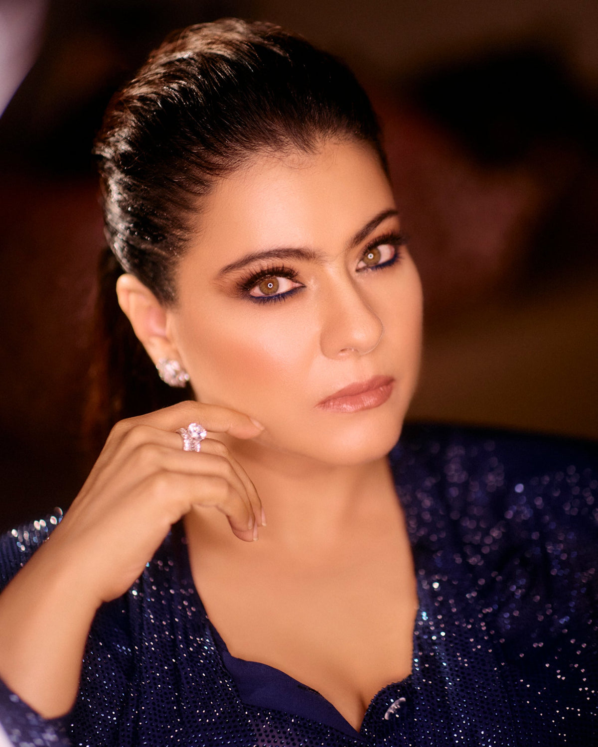 Kajol in Midnight Stardust Crystal Co-ord Set