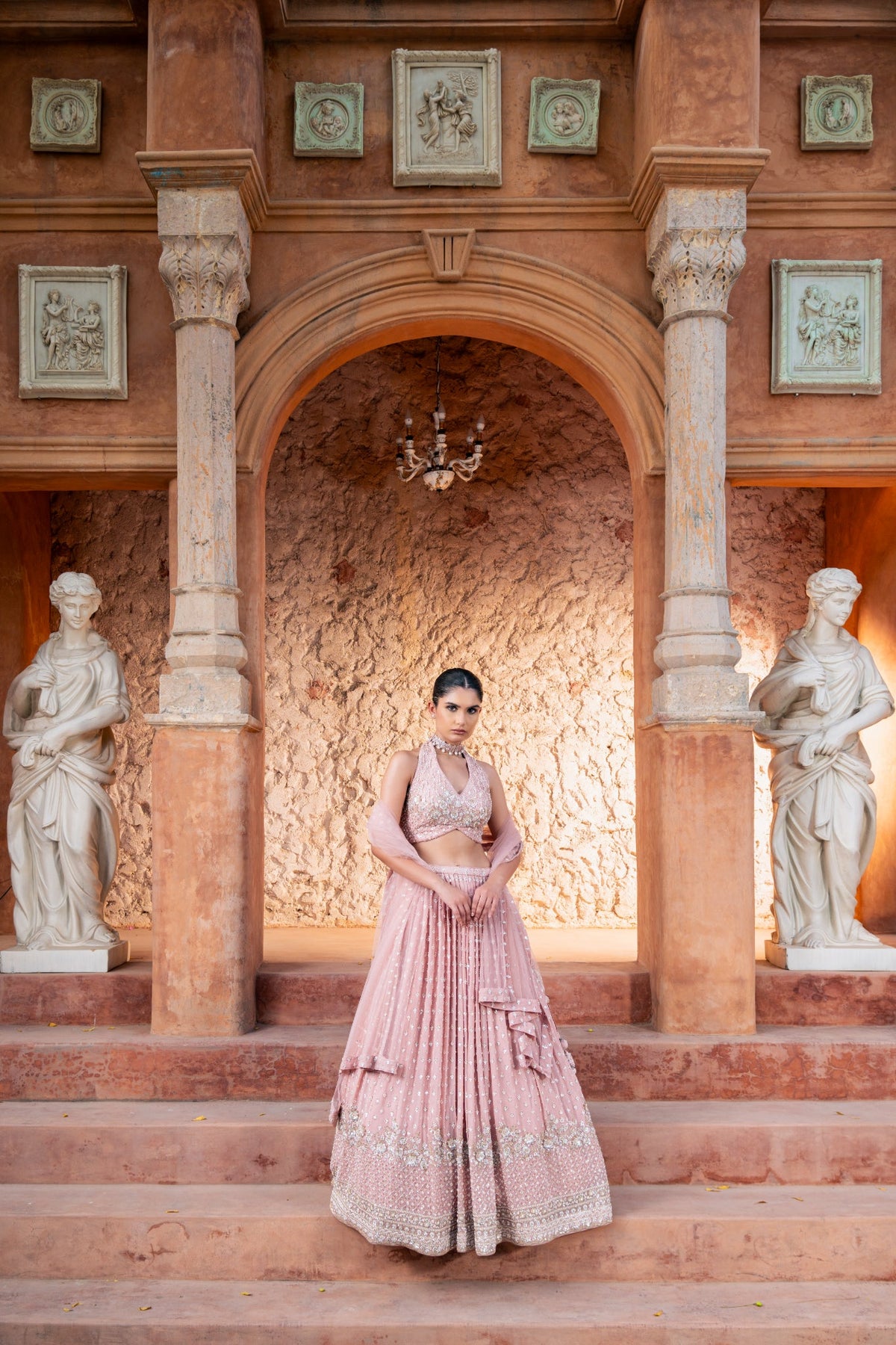 Noor Pink Embroidered Lehenga Set