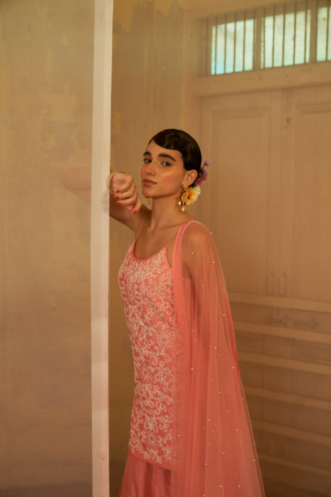 Rose Pink Sharara Set