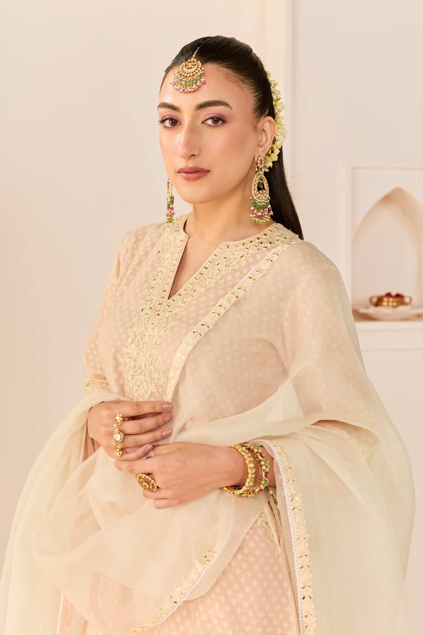 REEM - CARNATION PINK SHORT CHOGA WITH DOGRI SALWAR AND DUPATTA