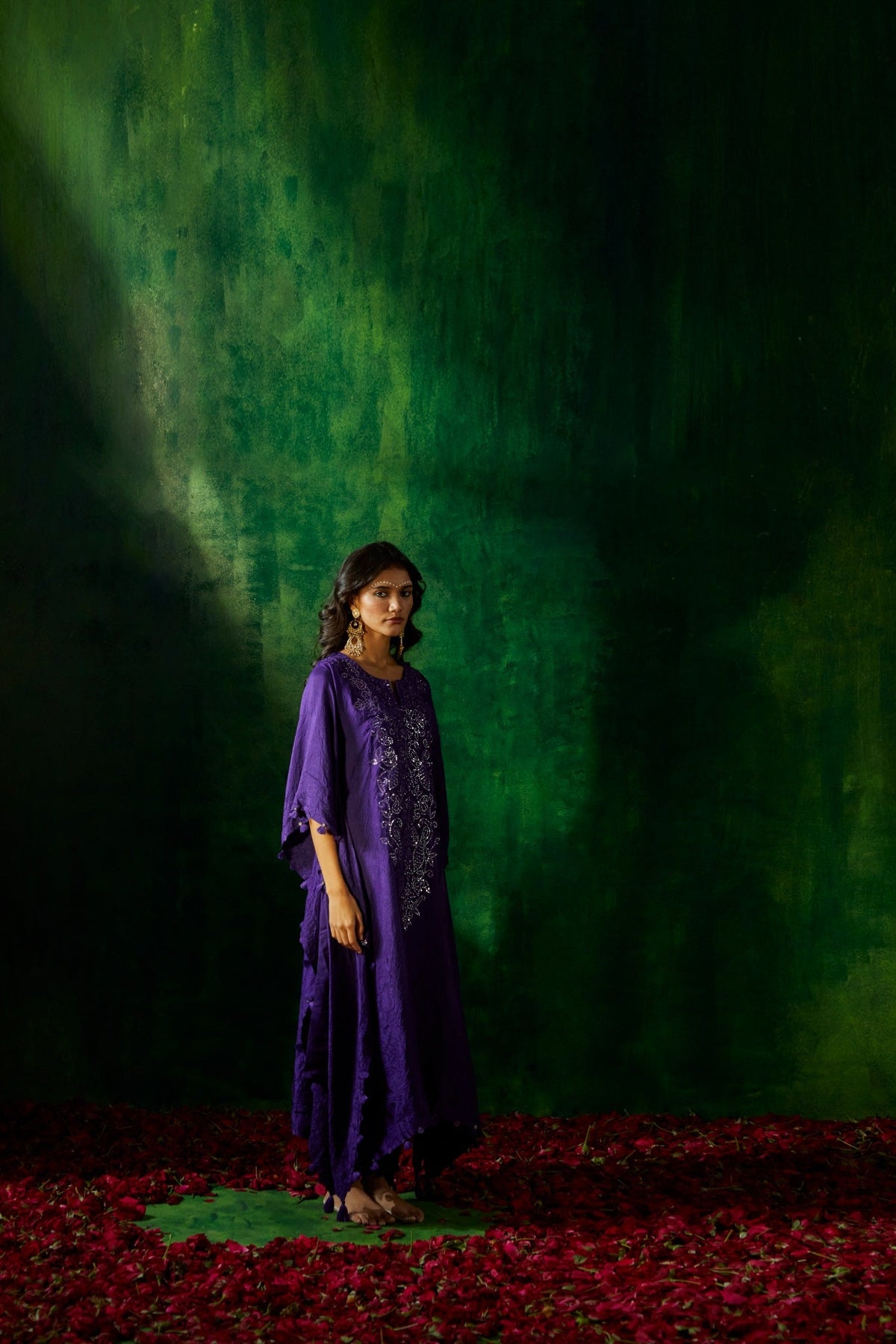 crushed silk Kaftan with dhoti
