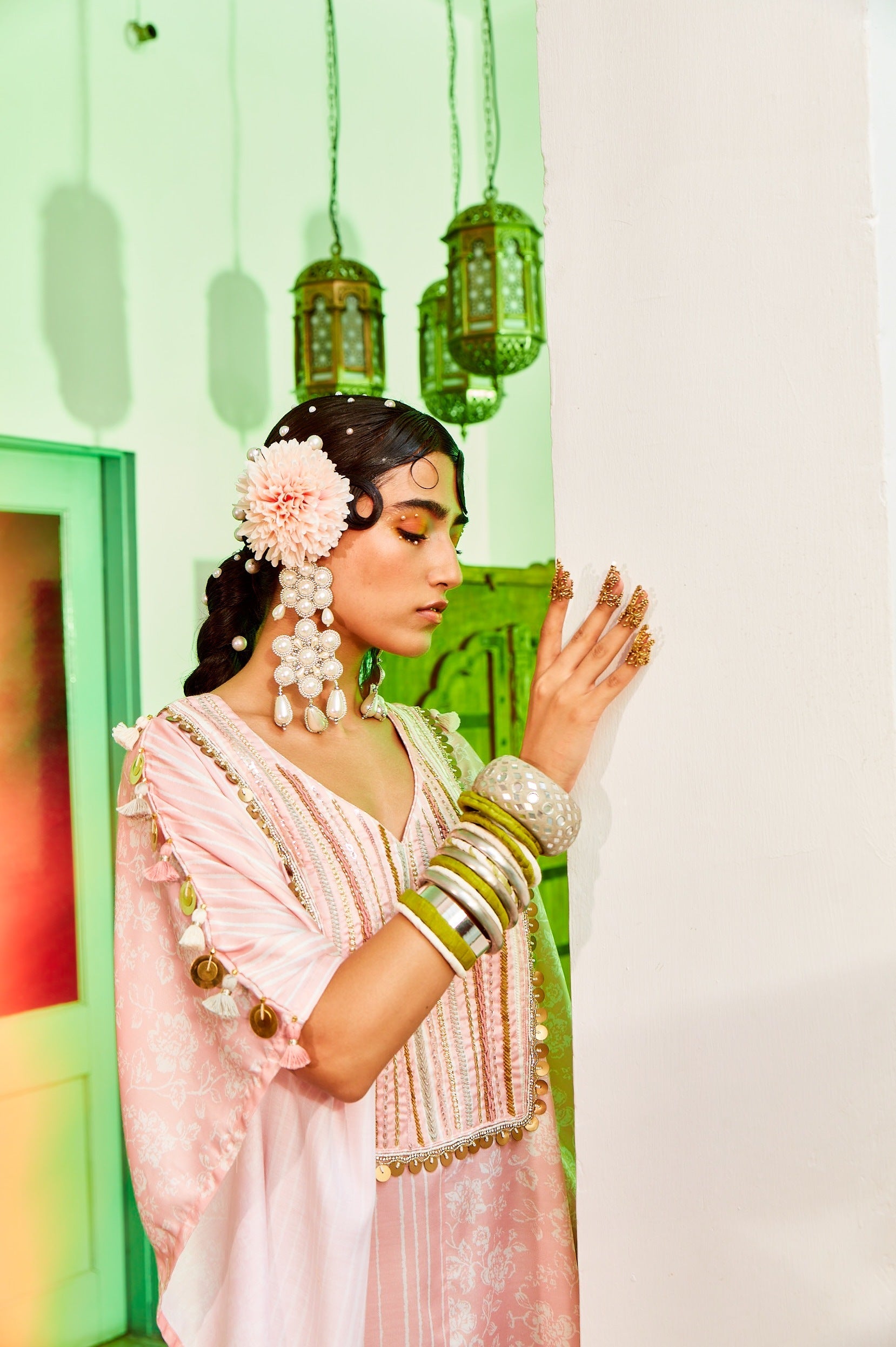 Half & Half Pink Kaftan