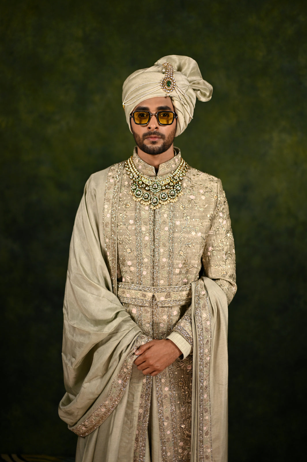 cloud green  sherwani set