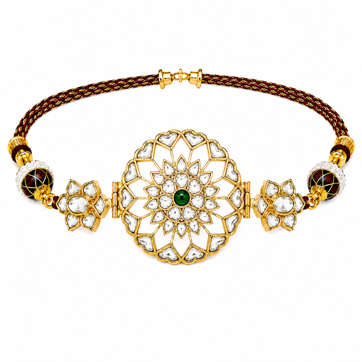 Handcrafted Jadau Kundan Choker Set with Pearl Accents