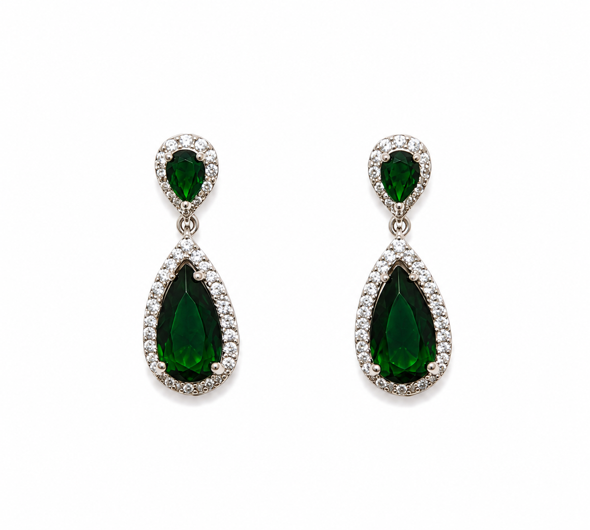 Emerald Teardrop Necklace Set with Drop Earring