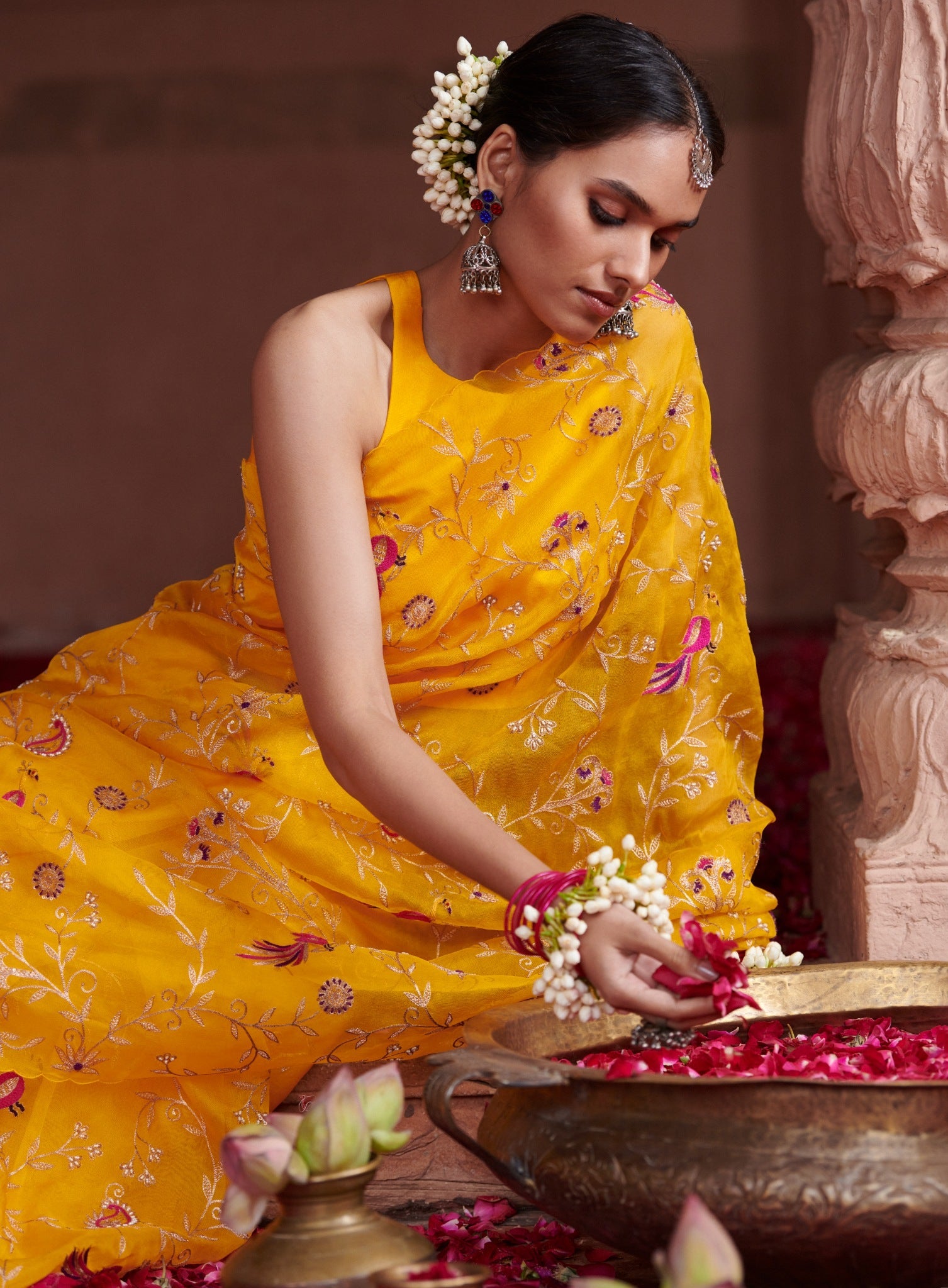 organza jaal saree