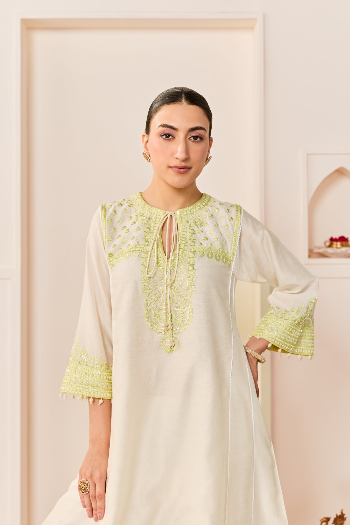 ARSHIYA - DAISY IVORY WITH MINT GREEN CHOGA WITH SALWAR