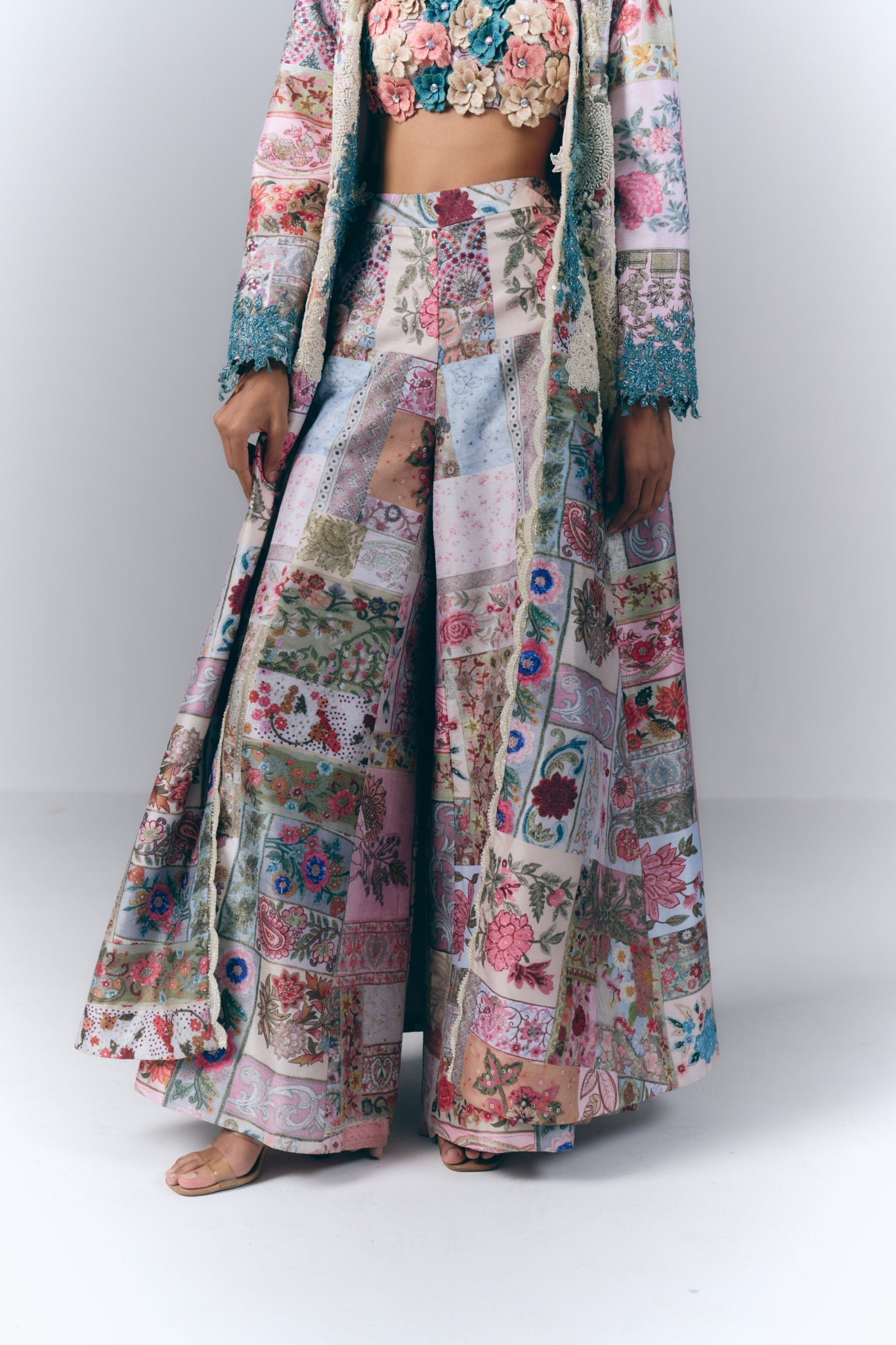 Patchwork Embellished Jacket  Set