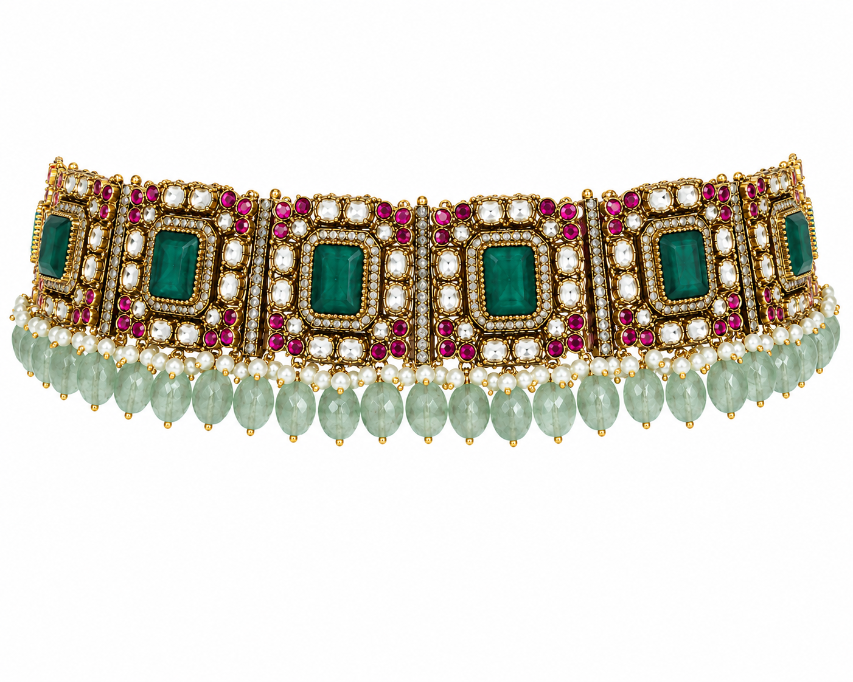 Emerald Kundan Choker Set