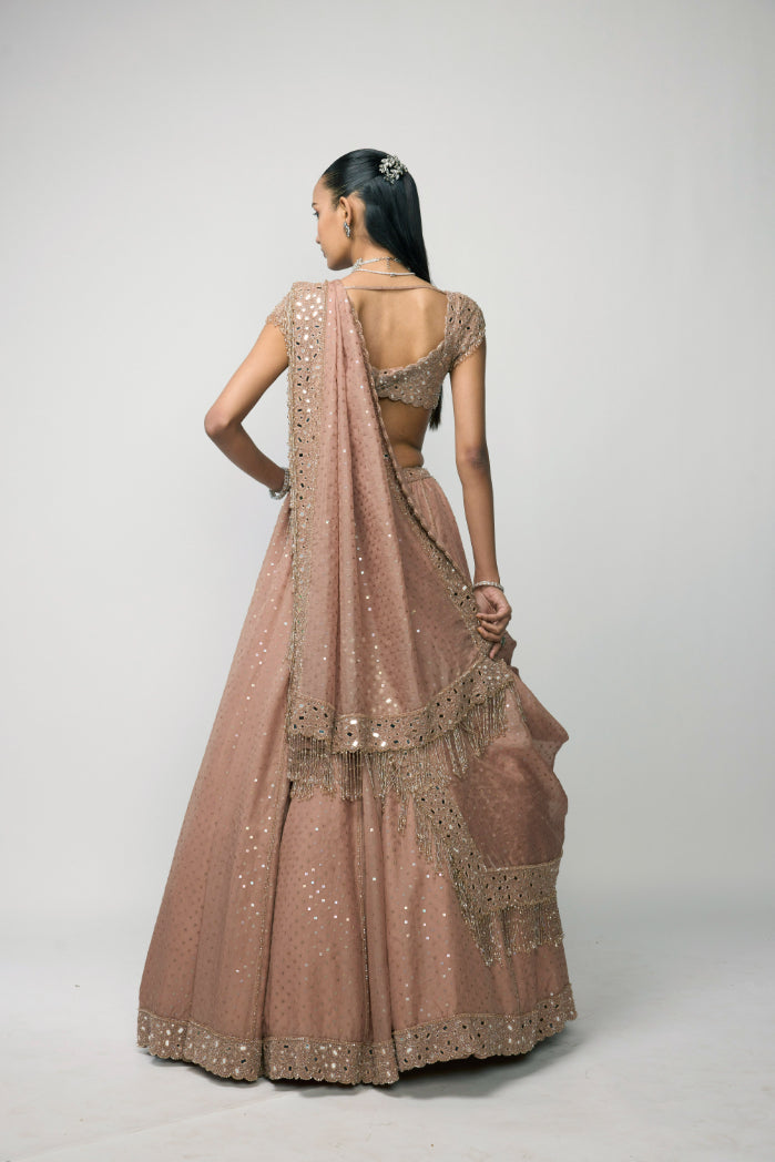 Bronze Ros� Sequins Embroidered Lehenga Set