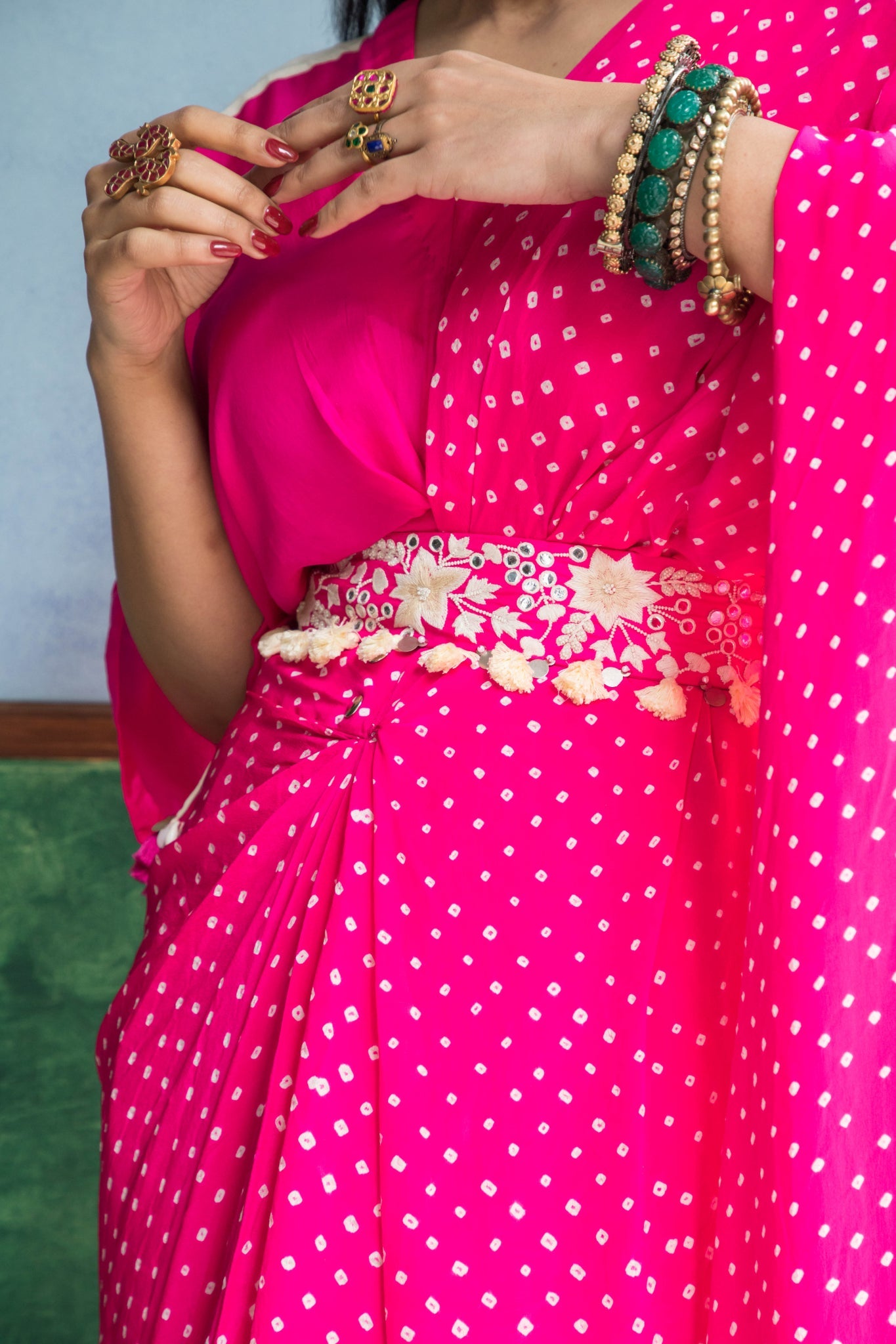Bandhni drape saree