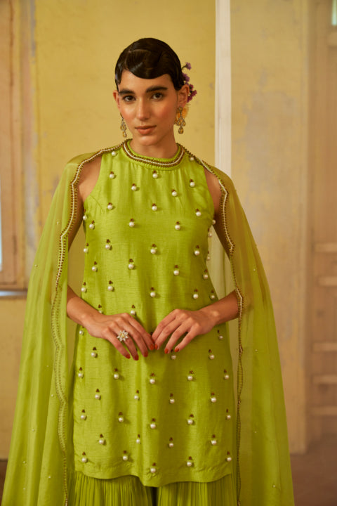 Luminous Lime Sharara Set
