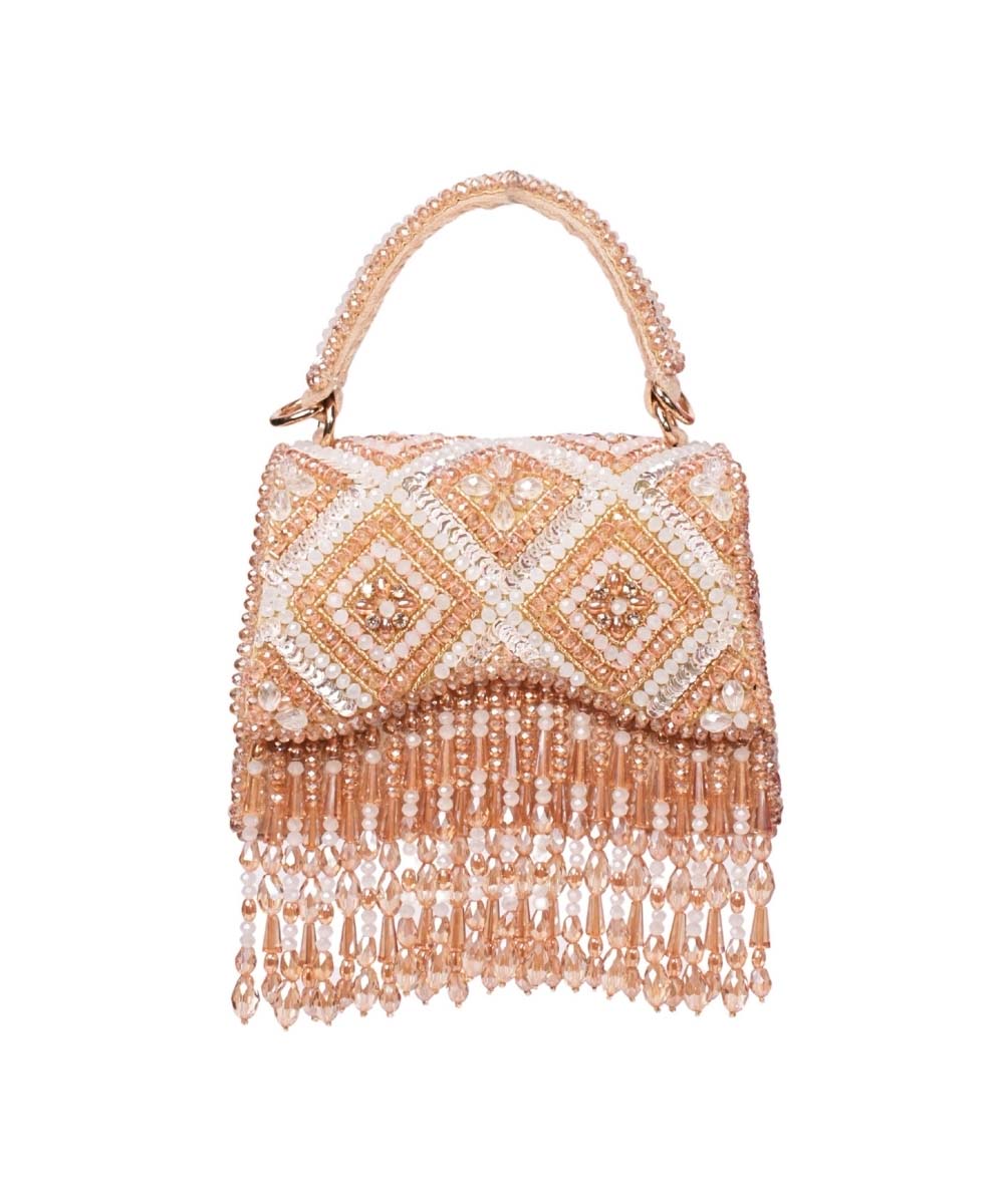 Elara Gold Pastel Suede Embellished Box Bag