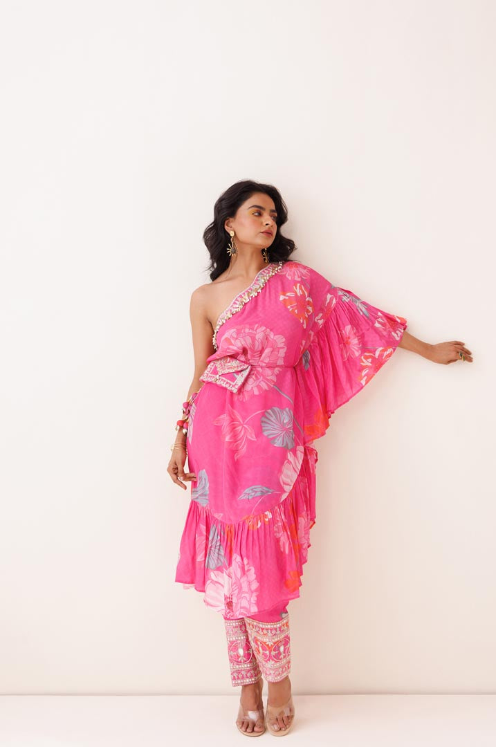 Pink one - shoulder co- ord set